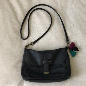Vans black faux leather shoulder satchel
